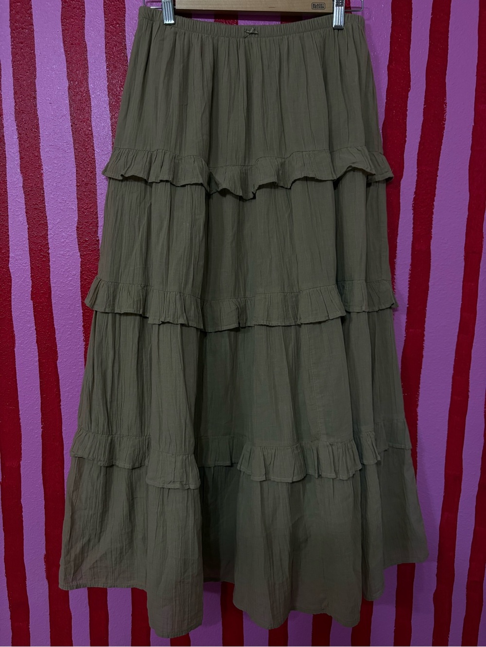 Tan Tiered Ruffle Maxi Skirt - Women's